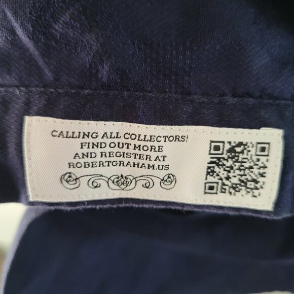 Robert Graham M Navy Blue (Sashiko)Textured Paisley Short Sleeve Button Up Shirt - Picture 9 of 13